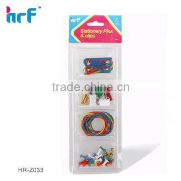 Colorful Stationery Clip set with mini Rubber Band