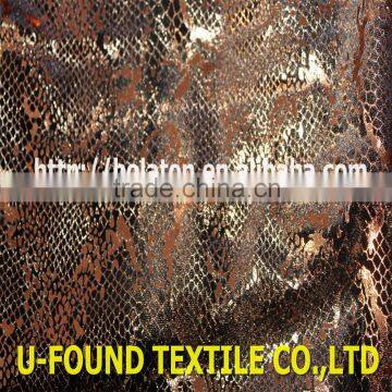 New Fancy Item 95% Polyester 5% Spandex Warp Knitted Velvet With Bronze Foil Python Pattern Print Fabric photo-3