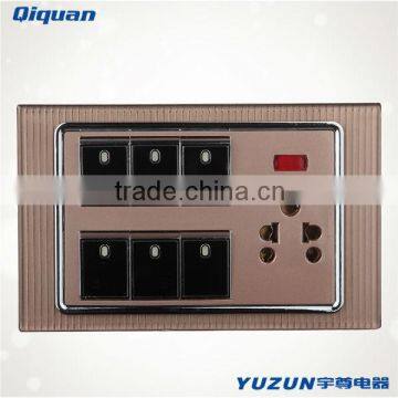 6 gang switch with universal socket transparent switch
