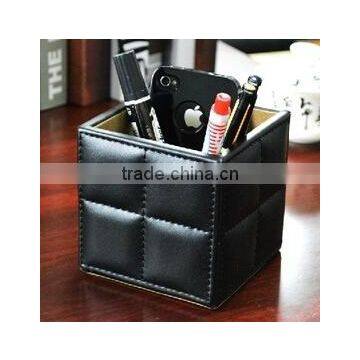 Top grade antique office pu brush pot desk organizer