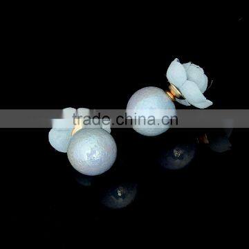 Handmade Camellia Earring Pack Post Velet Floral Ball Double Earrings Stud For Women