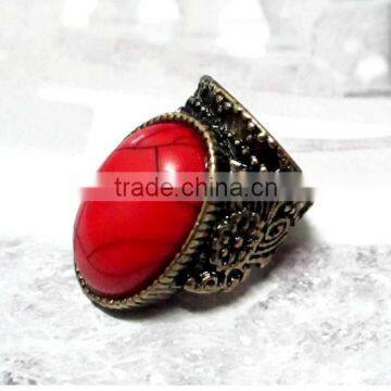 Turquoise Stone Rings Vintage Rings for Women&Men Antique Silver Ring Unisex Personality Oval Turquoise Finger Anillos IR122 photo-5