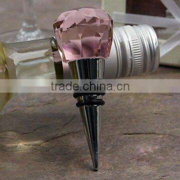 crystal wine stopper with pink color for wedding gift