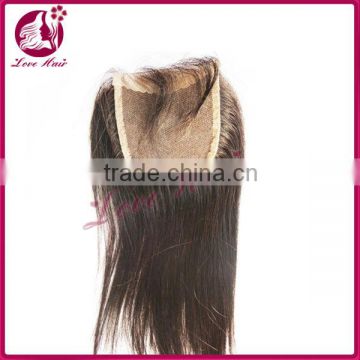 Whole sale New style Hot Sale 4*4 size soft lace100% virgin human 3 part closure