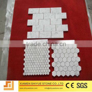 White marble hexagon mosaic tile