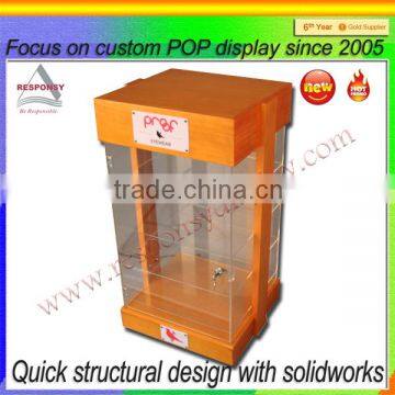 POP high quality counter display rack made from bamboo and acrylic