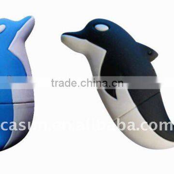 custom soft pvc delphis shape usb drive animal usb flash drive 1GB 2GB 4GB 8GB full capacity