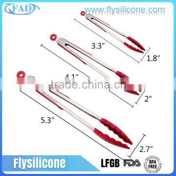 Food grade Stainless Steel silicone Kitchen Locking Tongs , Food Tongs, BBQ Tongs