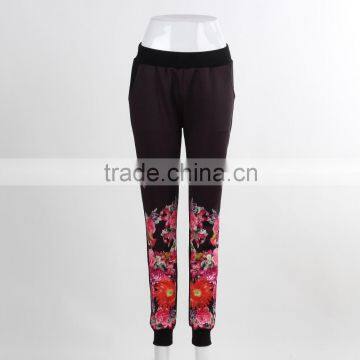 F5W30173 Ladies Contrast Panel Floral Knit Trousers