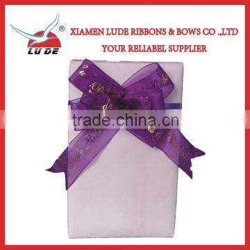 printed organza pull ribbon bow for packing