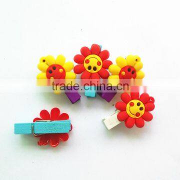Wholesale Flower Shaped Wood Paper Clips Customize Soft PVC Bookmark photo-2