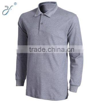 Custom Gray Plain Color Long Sleeve Polo Shirt Work Polo Uniform