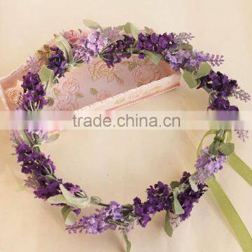 Artificial Lavender Flower Head Wreath Garland For Wedding Prom Party And Christmas Decoration