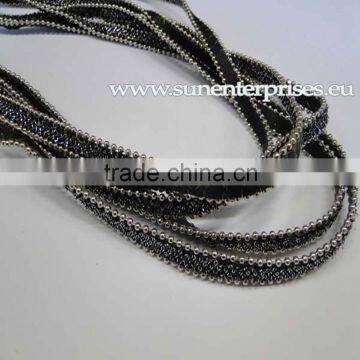 Leather With Chain - Eco Leather with silver chain_10mm_Black 1