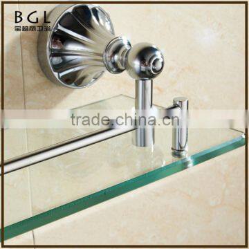 Understated Design High Quality Zinc Alloy Burnished Chrome Bathroom Accessories Wall Mounted Glass Shelf photo-4