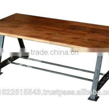 Industrial dining table , Metal base Dining Table with wood top