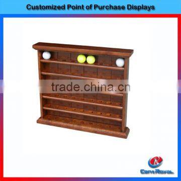 Hot sale floor standing wooden golf ball display rack