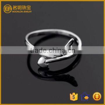 Plain silver plated jewelry fashion wing rings white gold color jewellery ring from alibaba china