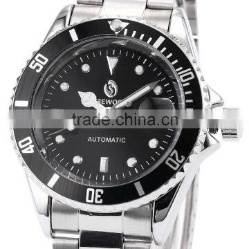 Mens Silver Stainless Steel Auto Date Automatic Mechanical Sports Watch