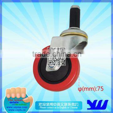 JY-304|Heavy duty swivel rubber caster|3 inch rubber swivel caster with inserted link|Mute hand trolley caster wheel