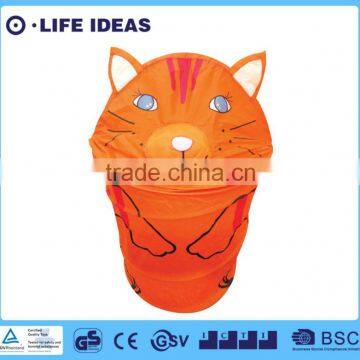 Round pup up Hamper kid toys storage cartoon orange cat