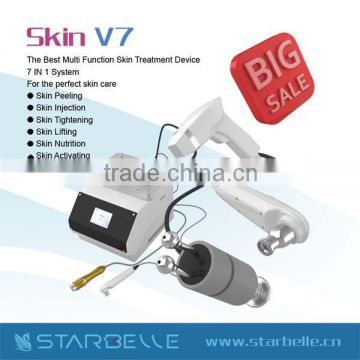 new multi-functional skin care device with 7 facial handles rf&dermabrasion&hot hummer&ultra&meso