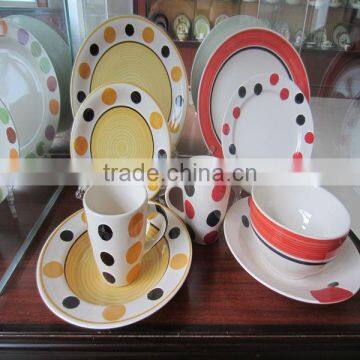 yellow color with flower painting hand made ceramic dinner set