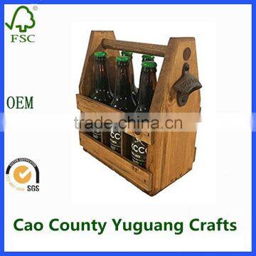 Handcrafted Wooden Portable Beer Carrier Holder Tote photo-3