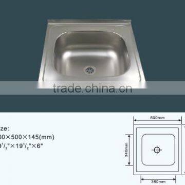 50x50cm single bowl stainless steel kitchen sink