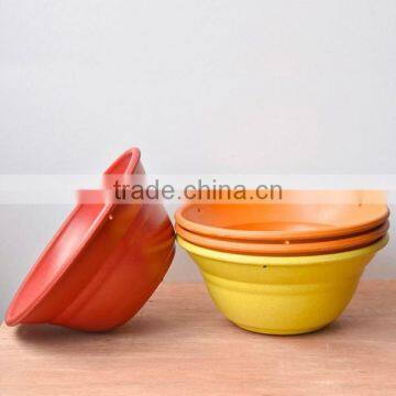 Cheap bowl shape bright color plant fiber small plastic planters wholesale