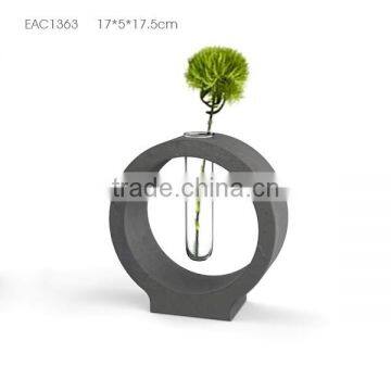 Wholesale Cheap Natural Concrete Cement Tall Decoration Crystal Glass Flower Vase photo-3