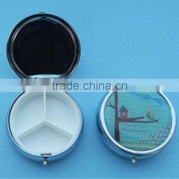 Promotional metal material 3 compartments travel pill container