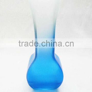 blue frosted glass vase wholesale