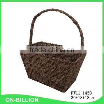 High Handle Black Color Seagrass Basket photo-5