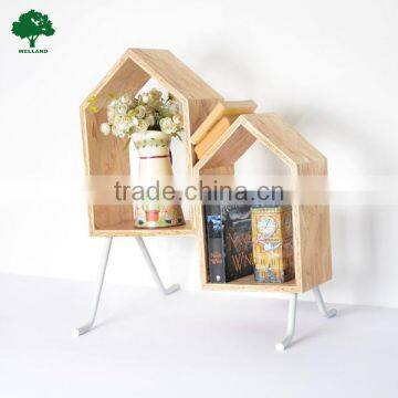Wooden Hut cube Storage shelf, side table design J