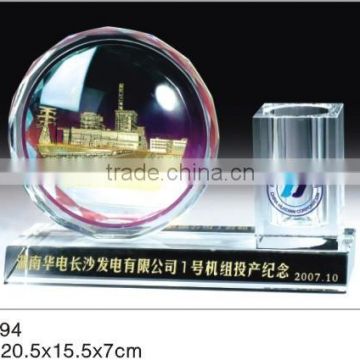 High Quality Promotional Cheap Crystal Office Anniversary Gifts With Pen Holder