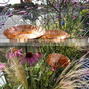 Modern Metal Copper Chalice Garden Bird Bath Sculpture photo-2
