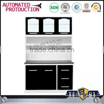 Custom made black kitchen cabinet set with 3 door almirah design