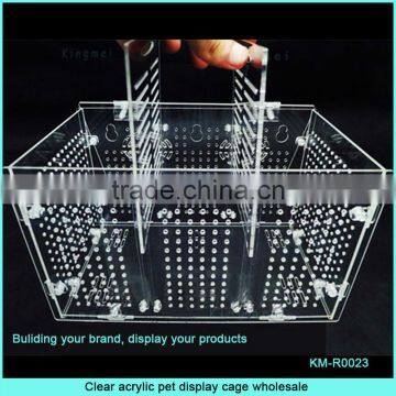 Popular plexiglass pet cage with hinge lid and division