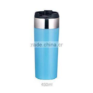 350ml/400ml/450ml Stainless Steel Inner Plastic Outer Steel Double Layer Cup photo-3