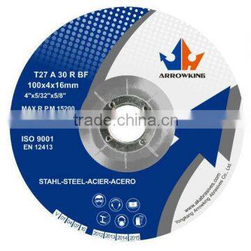 4"(100x4x16mm) Depressed Center Resin Bonded Reinforced Grinding Wheel For Metal