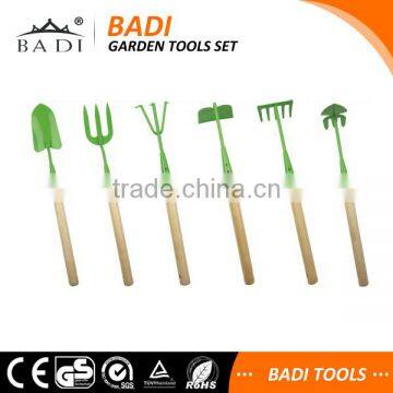 6-piece long handle wood handle garden tool set for kids