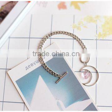 Hollow Moon Heart Crystal Charms Bracelet Simple Chain Bracelet