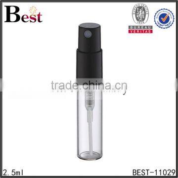 Wholesale Cosmetic Packaging 2.5ml Clear Bottle Perfume Mini White Black Pump Sprayer Glass Perfume Bottle China Best Selling photo-3