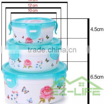 BPA Free Microwave Safe Seal Plastic Refrigerator Food Keep Fresh Bowl Set 3 Pieces/set
