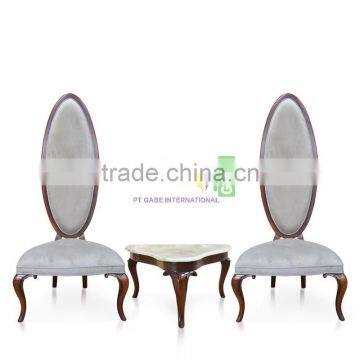 High Back Chair Sofa With Oval Back Rest Covered With Suede Fabric photo-2