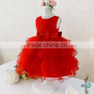 Retail Hot! 2015 baby girl dress lace multi-layer tulle cute princess dress bow belt fashion vestido meninas