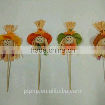 Paper Straw and Fabric Scarecrow Head for Autumn and Harvest Decoration photo-4
