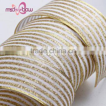 Wholesale Single Sided Golden Wired Glitter Jute Ribbon for Gift Bow photo-5