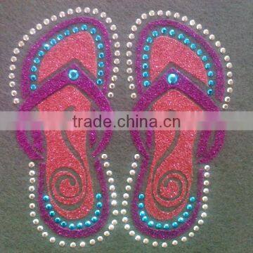 beach slippers rhinestone hotfix